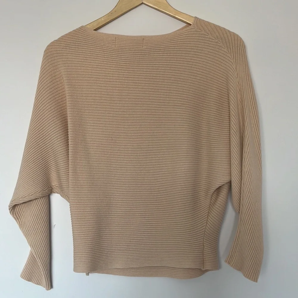 Light Pink Boat Neck Dolman Sleeve Cotton Blend Sweater - Picture 2 of 5